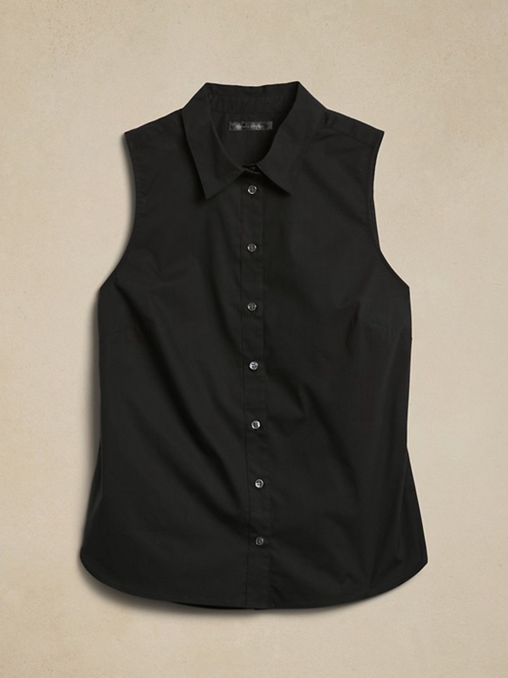 TALL Banana Republic Riley II Sleeveless Button-Down Shirt Black size 6 TALL
